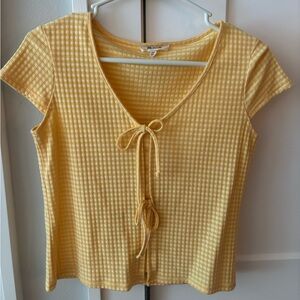 Madewell Yellow Gingham Knit Top